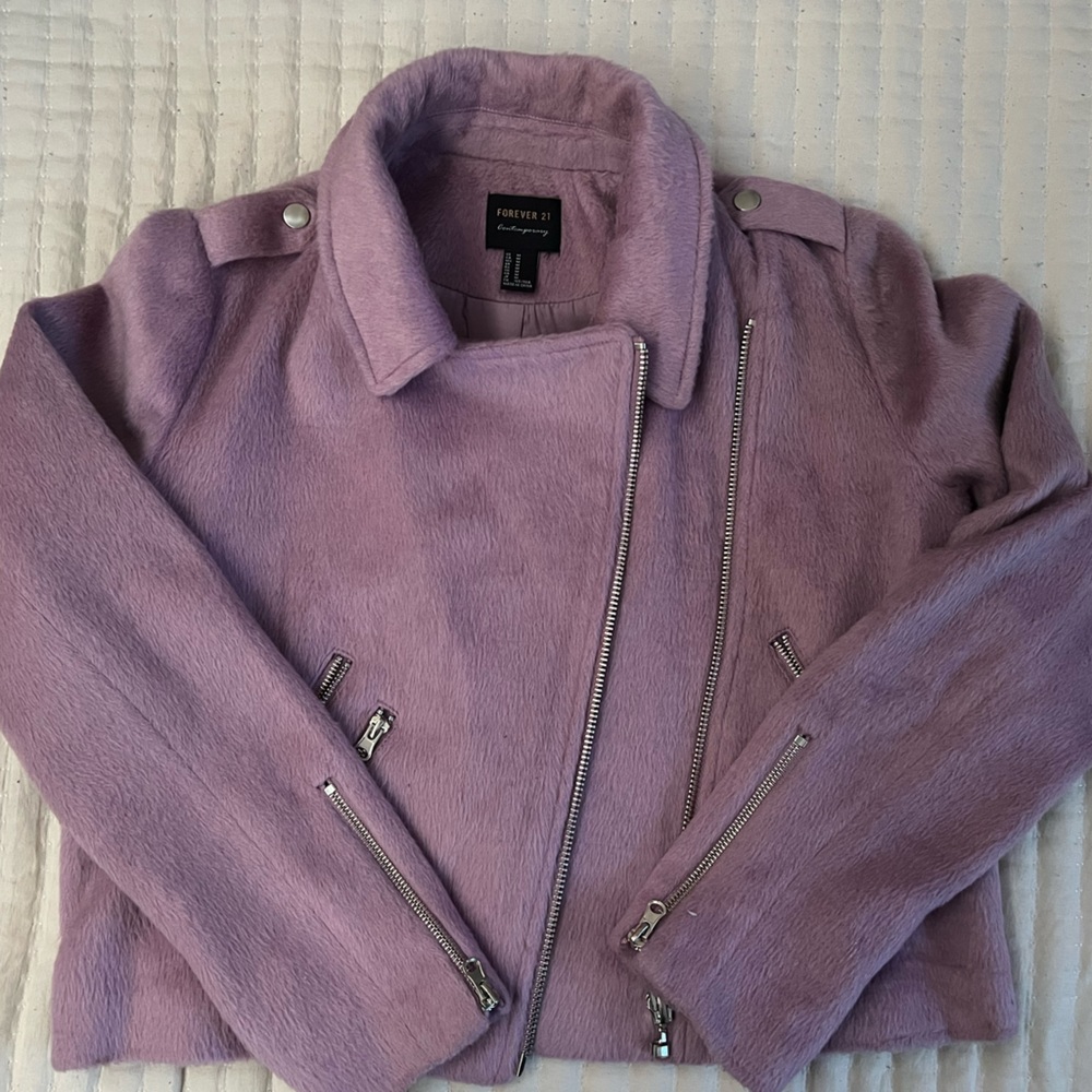 purple mohair type moto jacket